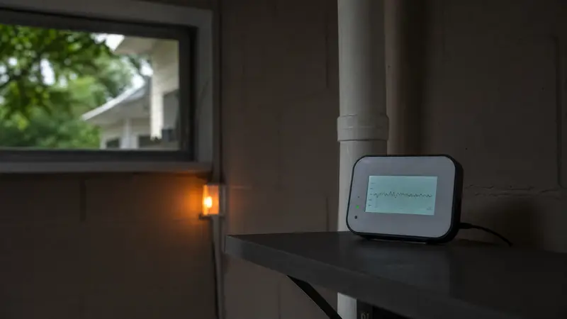 Radon monitor running in a home under contract