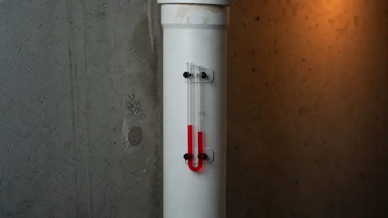 Manometer with uneven liquid columns showing suction