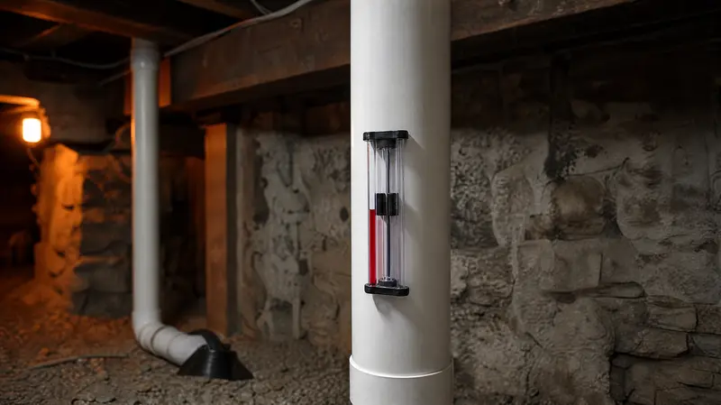 Manometer on a running radon system